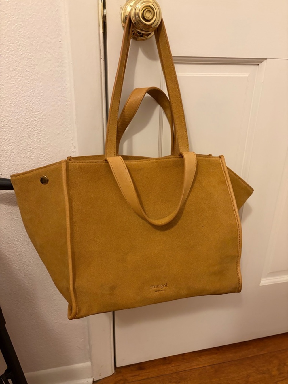 margot Ochre Suede Tote Bag - Picture 2 of 5